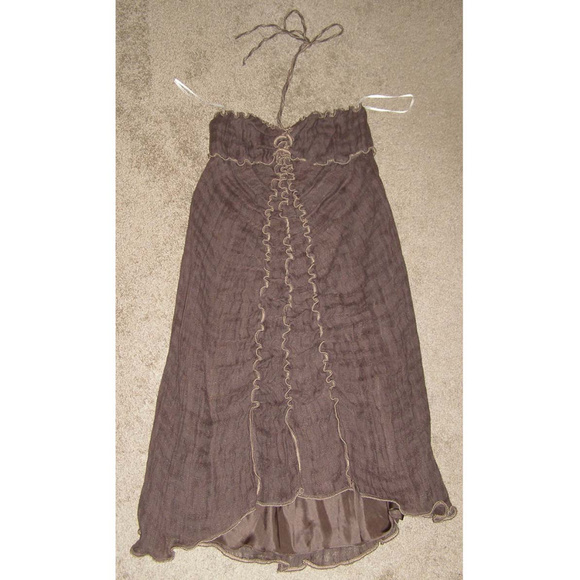 NWT Brown linen Halter dress by Max Studio L 10-12 - Picture 5 of 8
